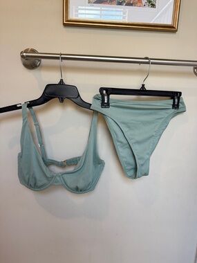 Hollister Light Sage Ribbed Bikini Set